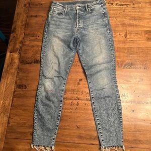 Mother distressed ankle jeans stretchy 28